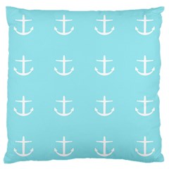 Aqua Anchor Large Flano Cushion Case (one Side) by snowwhitegirl