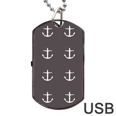 Grey Anchors Dog Tag Usb Flash (one Side)