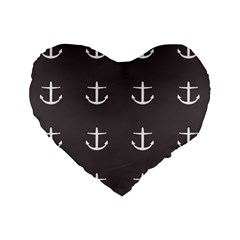 Grey Anchors Standard 16  Premium Flano Heart Shape Cushions by snowwhitegirl