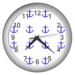 Royal Anchors On White Wall Clock (silver) by snowwhitegirl