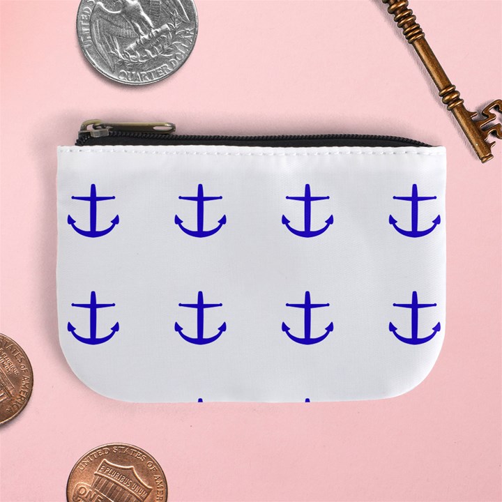 Royal Anchors On White Mini Coin Purses