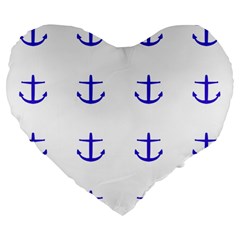 Royal Anchors On White Large 19  Premium Flano Heart Shape Cushions by snowwhitegirl