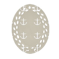 Lt Grey Anchors Oval Filigree Ornament (two Sides)