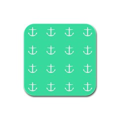 Seafoam Anchors Rubber Square Coaster (4 Pack)  by snowwhitegirl