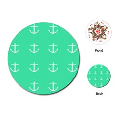 Seafoam Anchors Playing Cards (round)  by snowwhitegirl