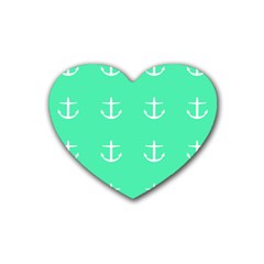 Seafoam Anchors Rubber Coaster (heart)  by snowwhitegirl