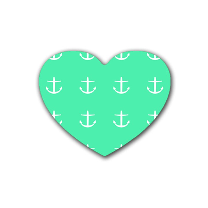 Seafoam Anchors Rubber Coaster (Heart) 