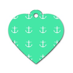 Seafoam Anchors Dog Tag Heart (two Sides) by snowwhitegirl