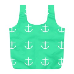 Seafoam Anchors Full Print Recycle Bags (l)  by snowwhitegirl