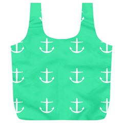 Seafoam Anchors Full Print Recycle Bags (l)  by snowwhitegirl