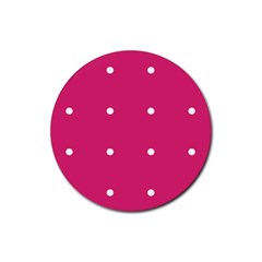 Small Pink Dot Rubber Coaster (round)  by snowwhitegirl