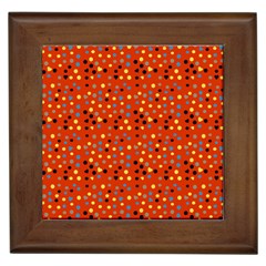 Red Retro Dots Framed Tiles by snowwhitegirl