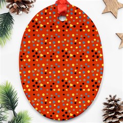 Red Retro Dots Ornament (oval) by snowwhitegirl