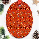 Red Retro Dots Ornament (Oval) Front