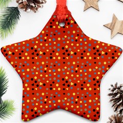 Red Retro Dots Ornament (star) by snowwhitegirl