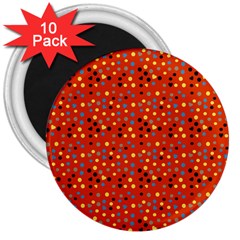 Red Retro Dots 3  Magnets (10 Pack)  by snowwhitegirl