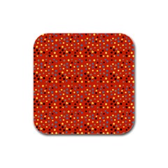 Red Retro Dots Rubber Square Coaster (4 Pack)  by snowwhitegirl