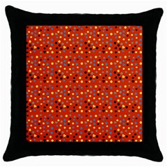 Red Retro Dots Throw Pillow Case (black) by snowwhitegirl