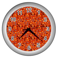 Red Retro Dots Wall Clock (silver) by snowwhitegirl