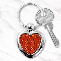 Red Retro Dots Key Chains (heart)  by snowwhitegirl