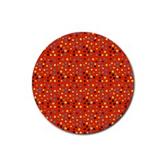 Red Retro Dots Rubber Coaster (round)  by snowwhitegirl