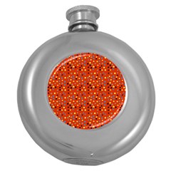 Red Retro Dots Round Hip Flask (5 Oz) by snowwhitegirl