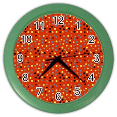 Red Retro Dots Color Wall Clock by snowwhitegirl