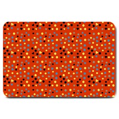 Red Retro Dots Large Doormat  by snowwhitegirl