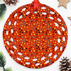 Red Retro Dots Ornament (round Filigree) by snowwhitegirl