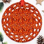 Red Retro Dots Ornament (Round Filigree) Front