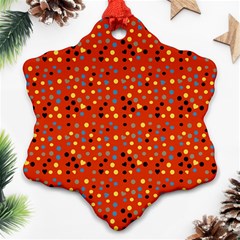 Red Retro Dots Ornament (snowflake) by snowwhitegirl