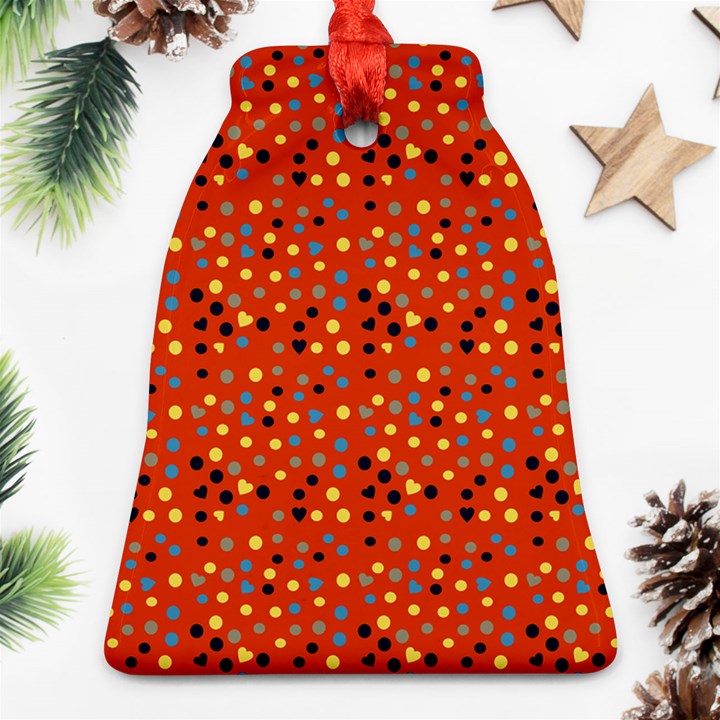 Red Retro Dots Ornament (Bell)