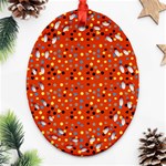 Red Retro Dots Ornament (Oval Filigree) Front