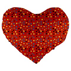 Red Retro Dots Large 19  Premium Heart Shape Cushions by snowwhitegirl