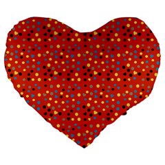 Red Retro Dots Large 19  Premium Flano Heart Shape Cushions by snowwhitegirl