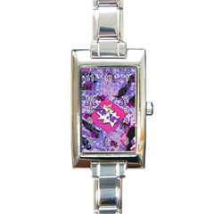 Purple Retro Pop Rectangle Italian Charm Watch by snowwhitegirl