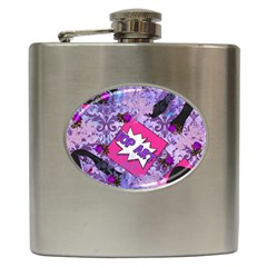 Purple Retro Pop Hip Flask (6 Oz) by snowwhitegirl