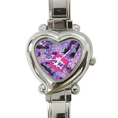 Purple Retro Pop Heart Italian Charm Watch by snowwhitegirl