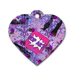 Purple Retro Pop Dog Tag Heart (one Side) by snowwhitegirl