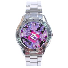 Purple Retro Pop Stainless Steel Analogue Watch by snowwhitegirl