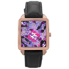 Purple Retro Pop Rose Gold Leather Watch  by snowwhitegirl