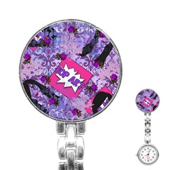 Purple Retro Pop Stainless Steel Nurses Watch by snowwhitegirl