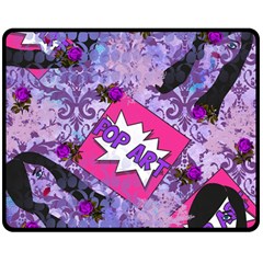 Purple Retro Pop Double Sided Fleece Blanket (medium)  by snowwhitegirl