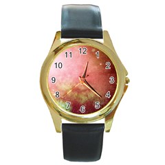 Galaxy Red Round Gold Metal Watch by snowwhitegirl