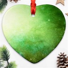 Galaxy Green Ornament (heart) by snowwhitegirl