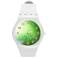 Galaxy Green Round Plastic Sport Watch (m) by snowwhitegirl