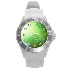 Galaxy Green Round Plastic Sport Watch (l) by snowwhitegirl