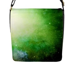 Galaxy Green Flap Messenger Bag (l)  by snowwhitegirl