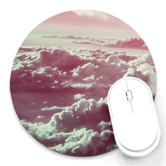 In The Clouds Pink Round Mousepads by snowwhitegirl