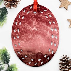 Red  Ocean Splash Ornament (oval Filigree) by snowwhitegirl